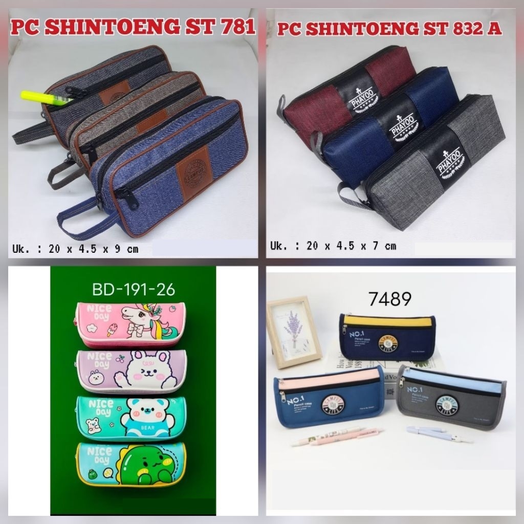 Tempat Pensil Kotak Pensil Kain Dua 2 Sleting Shin Toeng 809A/ 814 phayo/animal hewan 588/ 202/ BEND