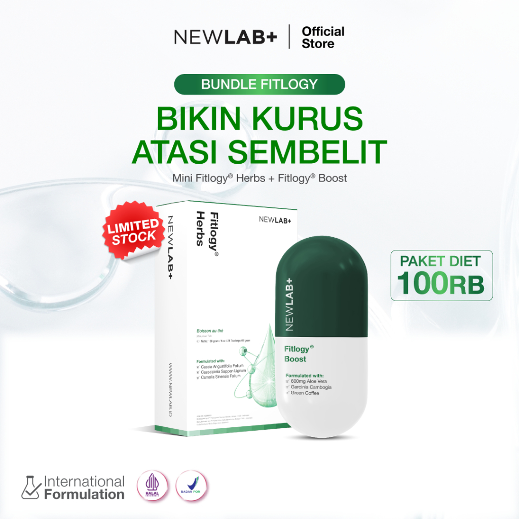 [Paket 100ribuan] NEWLAB Bundling 1 Box Fitlogy Mini Tea Drink + 1 Box Fitlogy Boost | Teh Detox Min