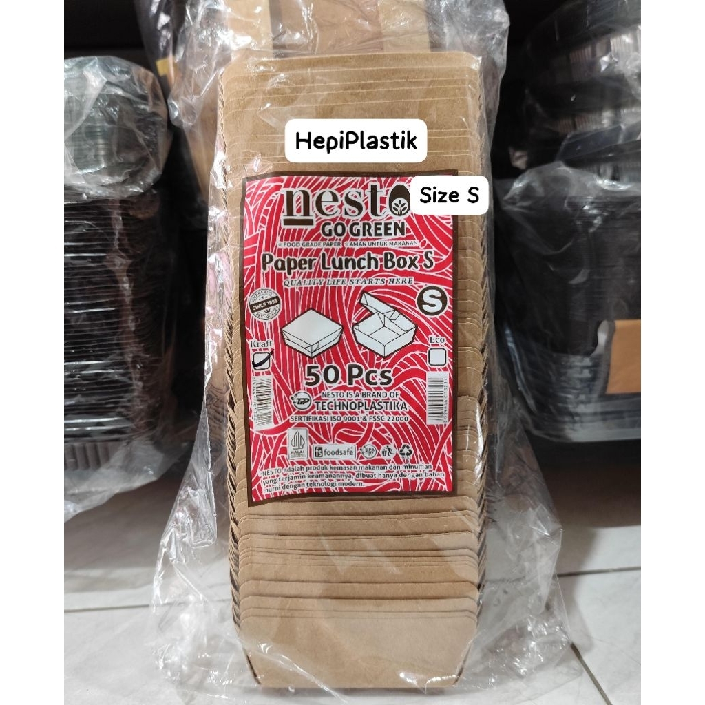 [Hepi Plastik] Paper Lunch Box Kraft Coklat / Kotak Makan Kertas / Kotak Lunch Box Siomay Dimsum 50p