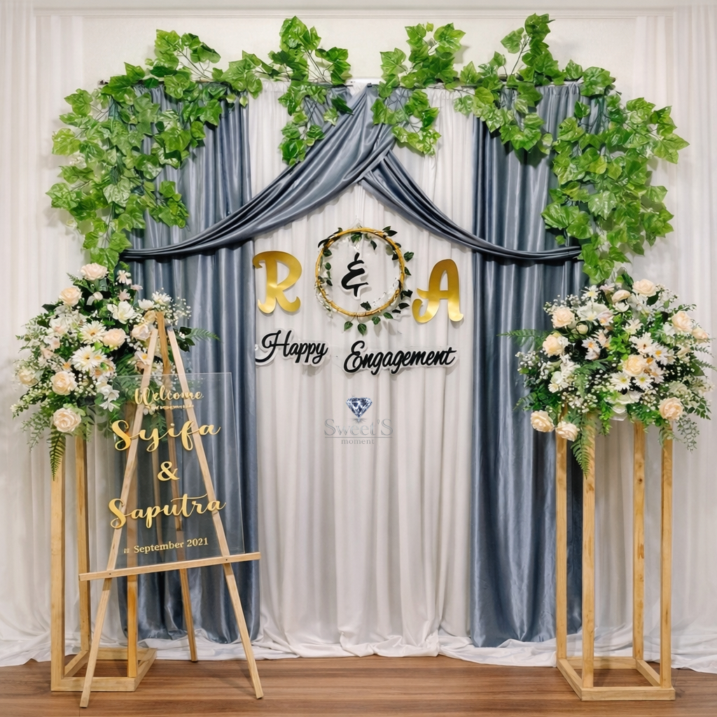 Backdrop Lamaran 2.2x2.2m Dekorasi Tunangan Set Backdrop Engagement