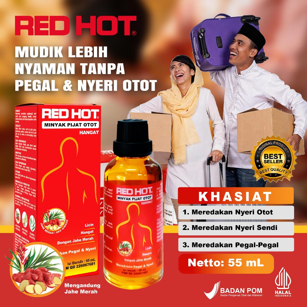 RED HOT Minyak Pijat Massage Urut Otot Muscle Oil Mengandung Jahe Merah BPOM- HALAL