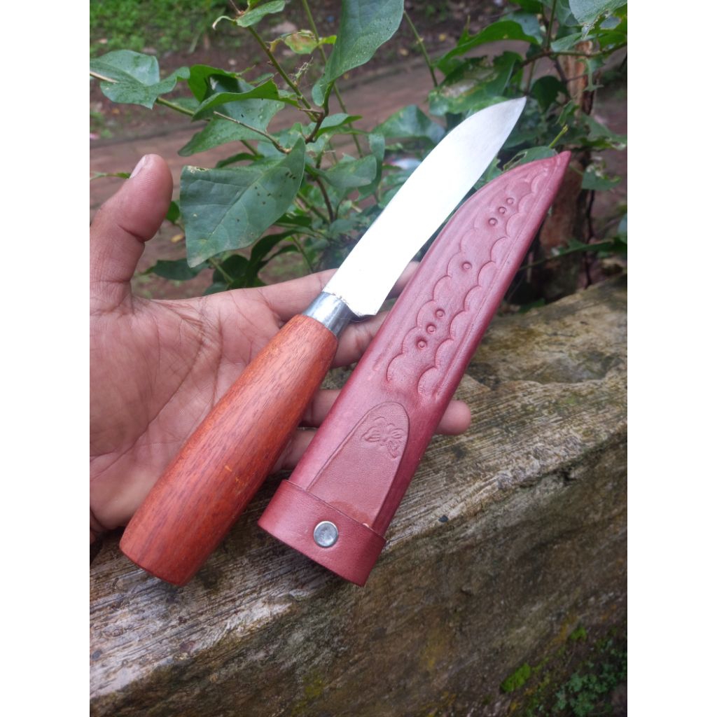 Pisau Dapur Lokal Suoer tajam Bahan Per Baja Pisau + Sarung Kulit