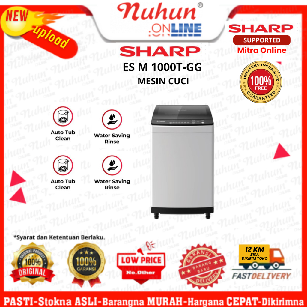 Sharp Mesin Cuci Top Loading ES M 1000T-GG 10kg