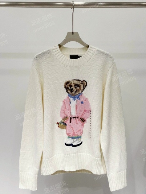 ori~POLO RL model terbaru sweater rajut bordir beruang bergaya akademik Amerika