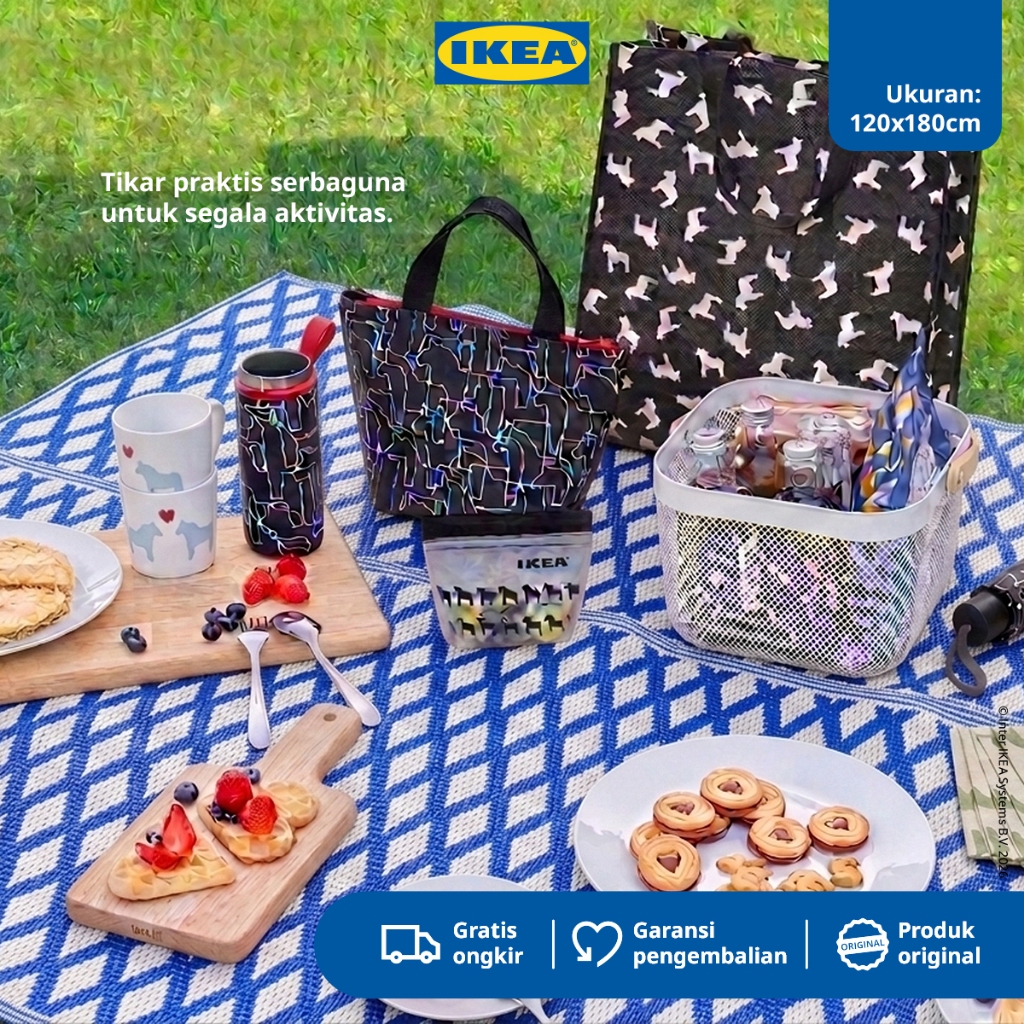 IKEA SWAN Tikar Serbaguna Dua Gaya Warna - Biru Abu 120x180cm