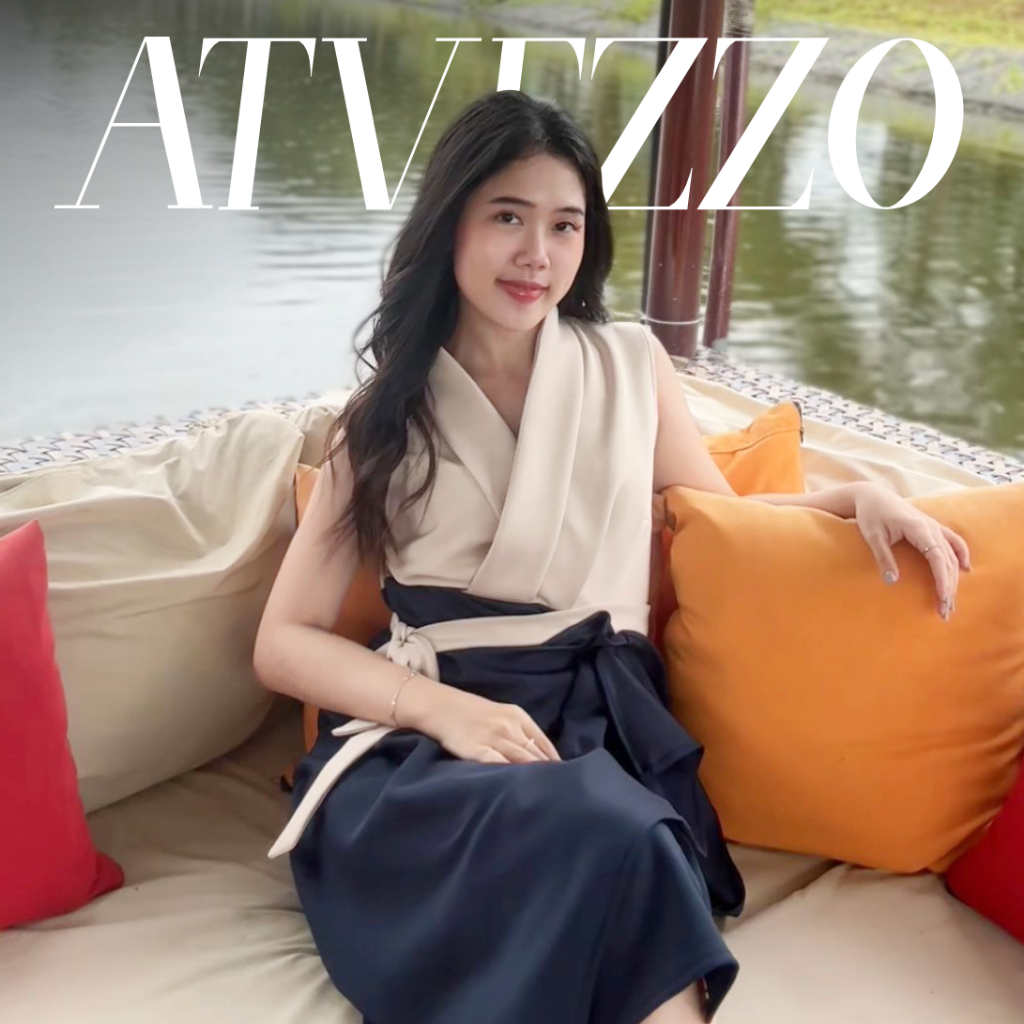 Samantha Ivory Navy Blue Atvezzo Scuba Midi Dress Pesta Baju Kondangan Wanita Kekinian Baju Kondanga