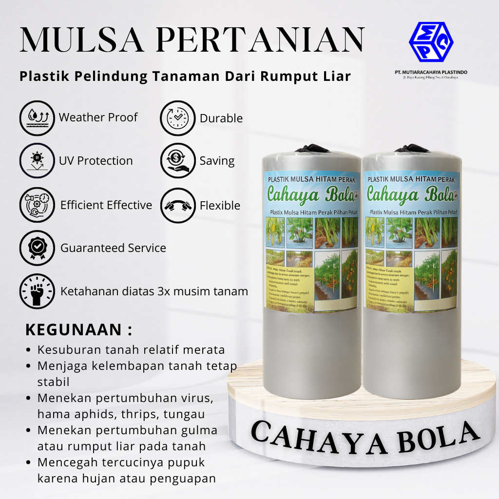 Plastik Mulsa Cahaya Bola tebal 35 mic, lebar 50/100 cm, panjang 600 mtr