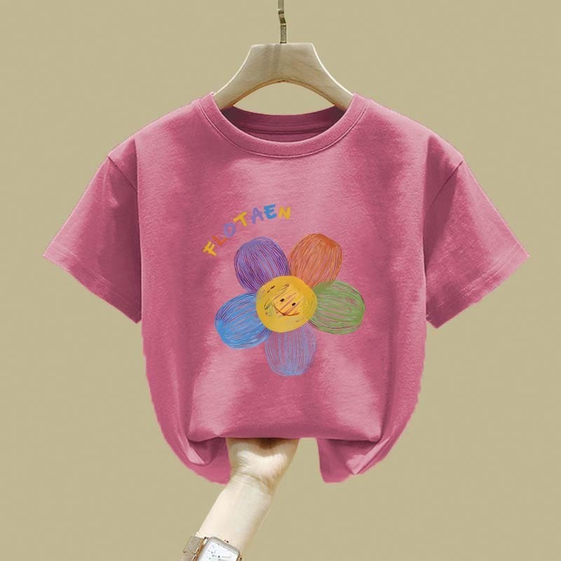 [COD] Cherub Kaos Oversize Anak laki dan perempuan Mawar merah Basic Distro Bunga matahari berwarna 