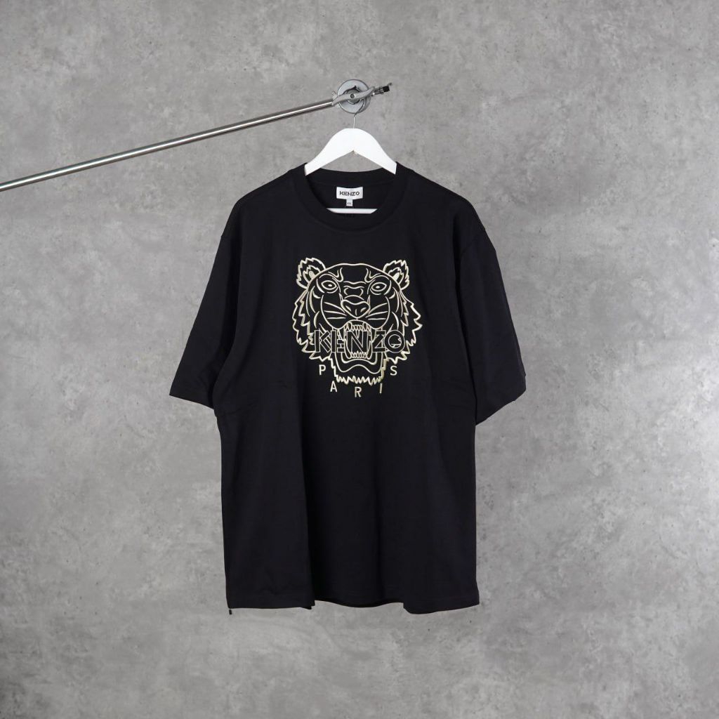Kenzo Tiger Embroidered Cream T-shirt in Black (Unisex)