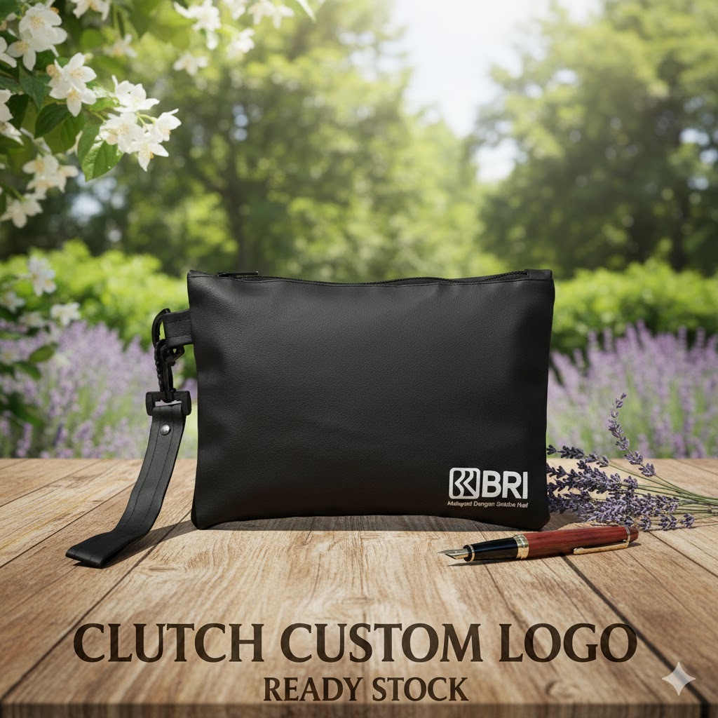 Dompet Kulit BANK BRI / Clutch Tas Tangan Custom/ Pouch Souvenir Murah