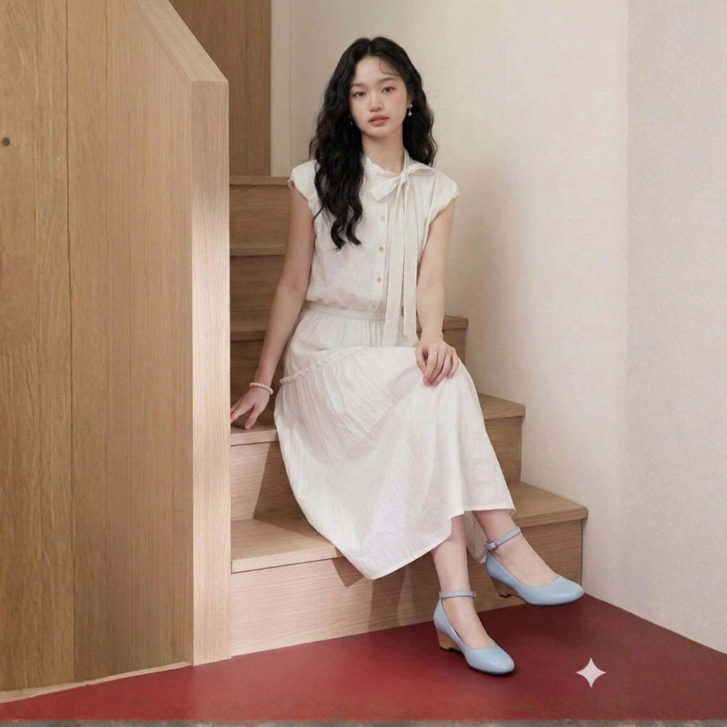 Women Shoes Sepatu Kerja Kantor Women Low Heels Pantofel 3cm Hak Chunky Pastel Wanita (SL06) Balletw