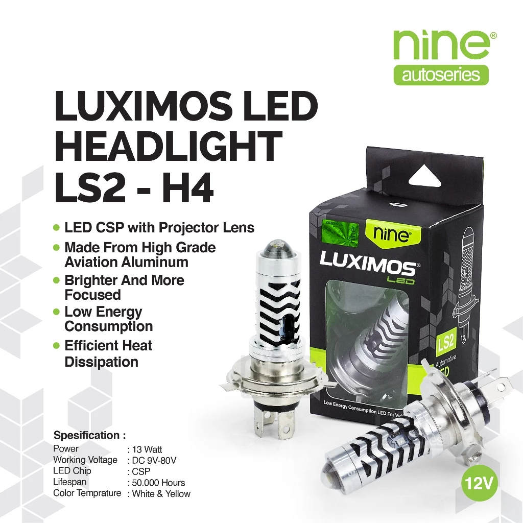 LUXIMOS Lampu Laser H4 LED 2 Mode Warna Putih Kuning Plus Senja PNP Motor Bebek Matic - NINE MEDAN
