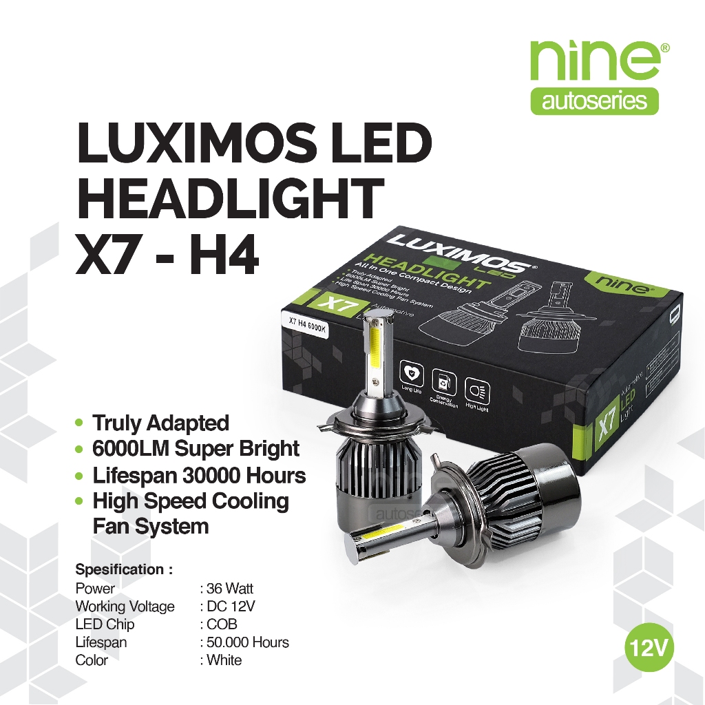 LUXIMOS Lampu LED Mobil H4 H11 HB3 HB4 52W Headlamp Foglamp PNP Super Terang Putih X7