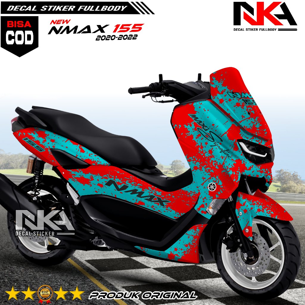 Decal Stiker Fullbody Motor Yamaha Nmax 155 2020-2022 Motif Merah Biru Sporty