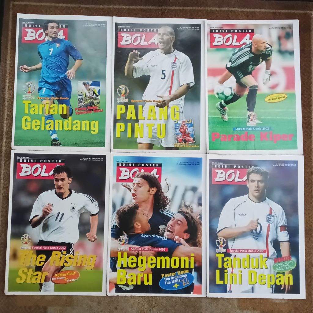 6 Majalah Tabloid Bola Edisi Poster BEP 33 34 35 36 37 38 Spesial Piala Dunia 2002