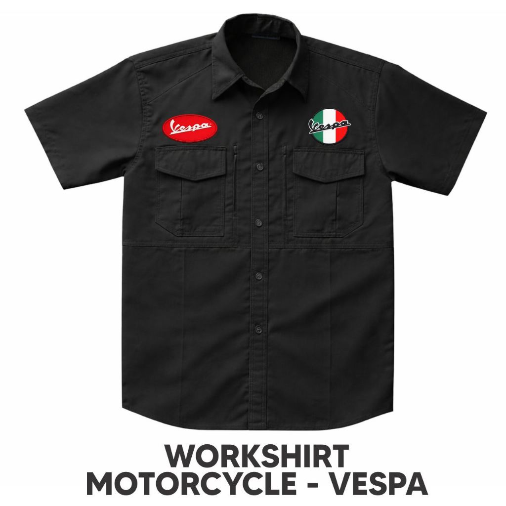 Workshirt Motor Vespa | Kemeja Motor Vespa | Vespa Motorcycle | Kemeja Riding