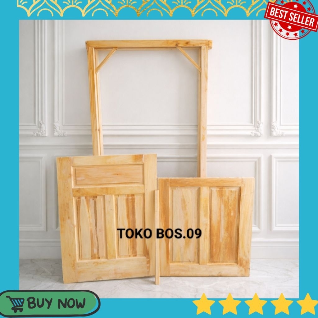 Pintu+Kusen Dapur Belah Dua Kayu Mahoni Perhutani