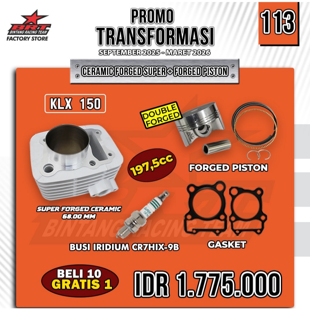 Promo Paket 113 BRT Bore Up Trabas KLX 140 150 BF D-Tracker Blok Ceramic piston 68 mm 68mm