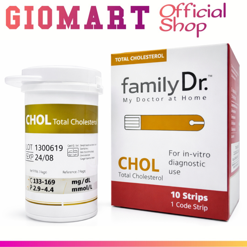 FamilyDr Strip Cek Kolesterol Total Isi 25 Strip + 1 Code Strip | CHOL Total Cholesterol Test Strip 