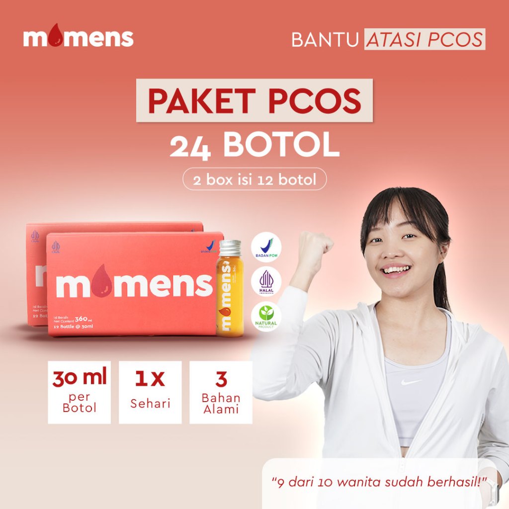 momens | PAKET PCOS 2 Box-Isi 24 Botol | Paling Ampuh | Lancar Haid, Anti Nyeri Haid, Pereda Nyeri, 