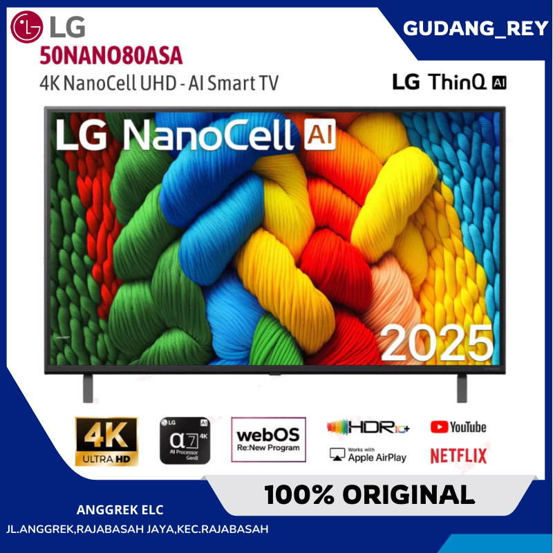 TV LG 50 Inch LED 50NANO80ASA (4K NanoCell UHD - AI Smart TV) GARANSI RESMI