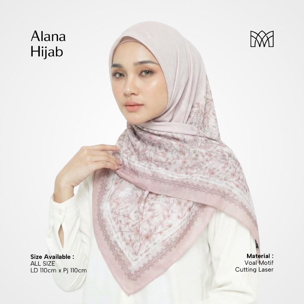 Mayang Collection - Hijab Segi Empat Voal Alana Motif Premium Laser Cut (J00461)