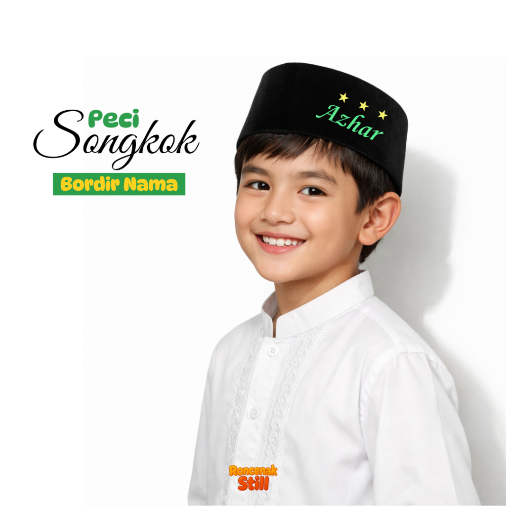 Peci / Songkok Anak Free Bordir Custom Nama
