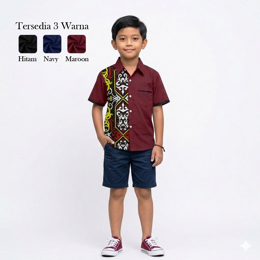 Angela Batik | Kemeja Batik Anak Motif Kalimantan | Batik Anak  Motif Kalimantan BD2