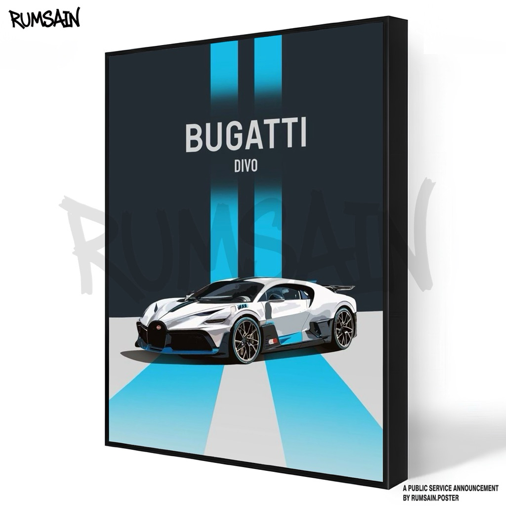 Rumsain poster - Bugatti - home decor - cetak foto - cetak poster - Bingkai minimalis - poster dindi