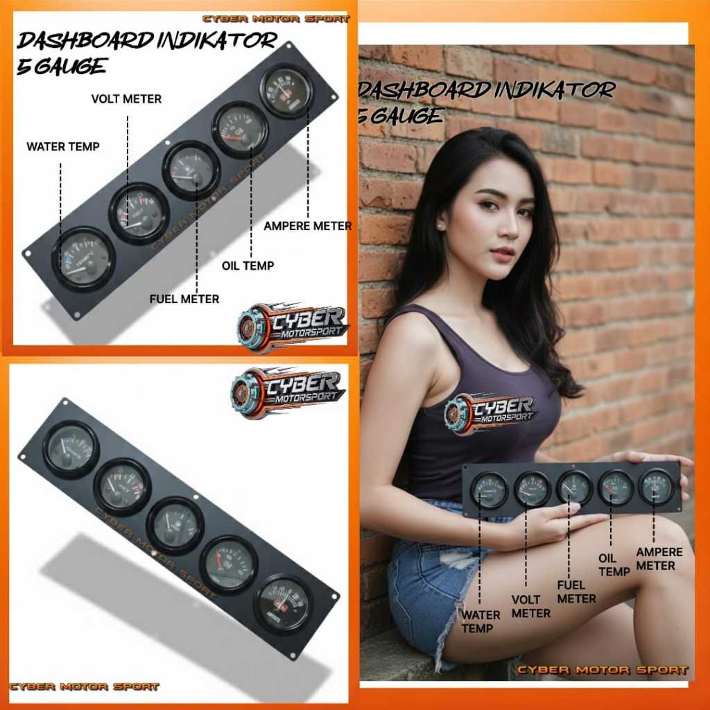 Gauge dashboard mobil universal. analog meteran mobil classic . water temperature . volt meter. fuel