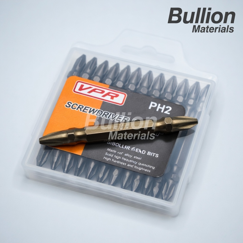 Mata Obeng HEX MAGNETIC PH2 - 65 x 6.3mm - 1/4" Double End Bits / Bolak Balik Tipe PLUS - 1 KOTAK [1