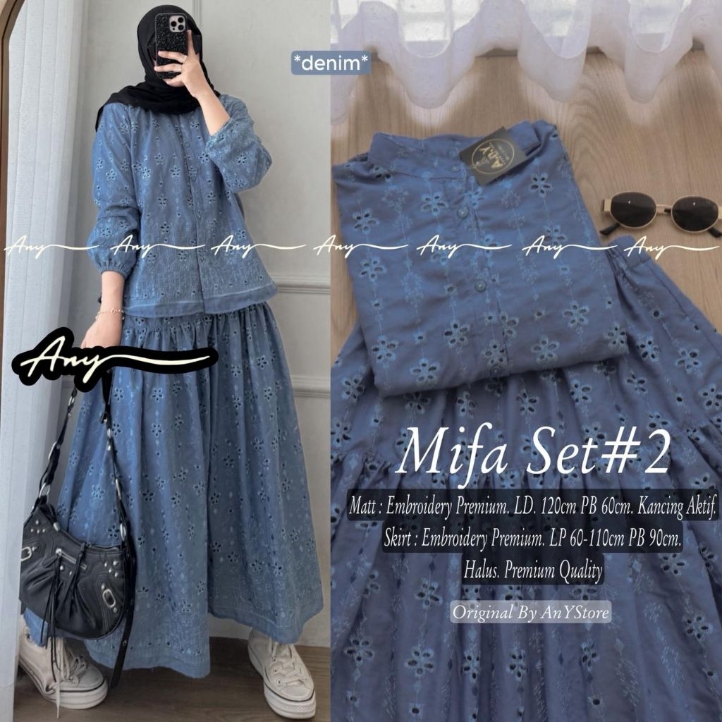 mifa setelan tunik dan rok by A.N.Y long tunic jumbo ld 120 CM rok panjang plisket long tunik katbol