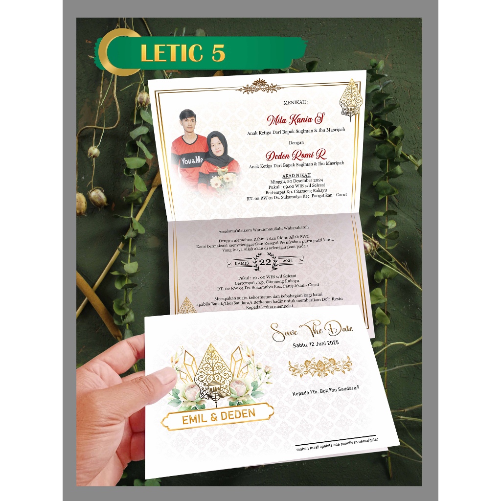 CETAK UNDANGAN PERNIKAHAN FREE FOTO - UNDANGAN WEDDING ELEGAN -UNDANGAN NIKAH