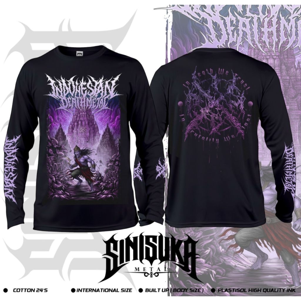 kaos lengan panjang indonesian death metal Siliwangi  katun hitam tanpa jahitan samping