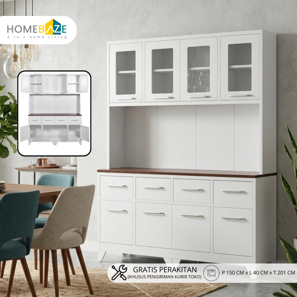 Homebaze - Kitchen Set Besi, Lemari Sayur Besi, Rak Dapur Besi