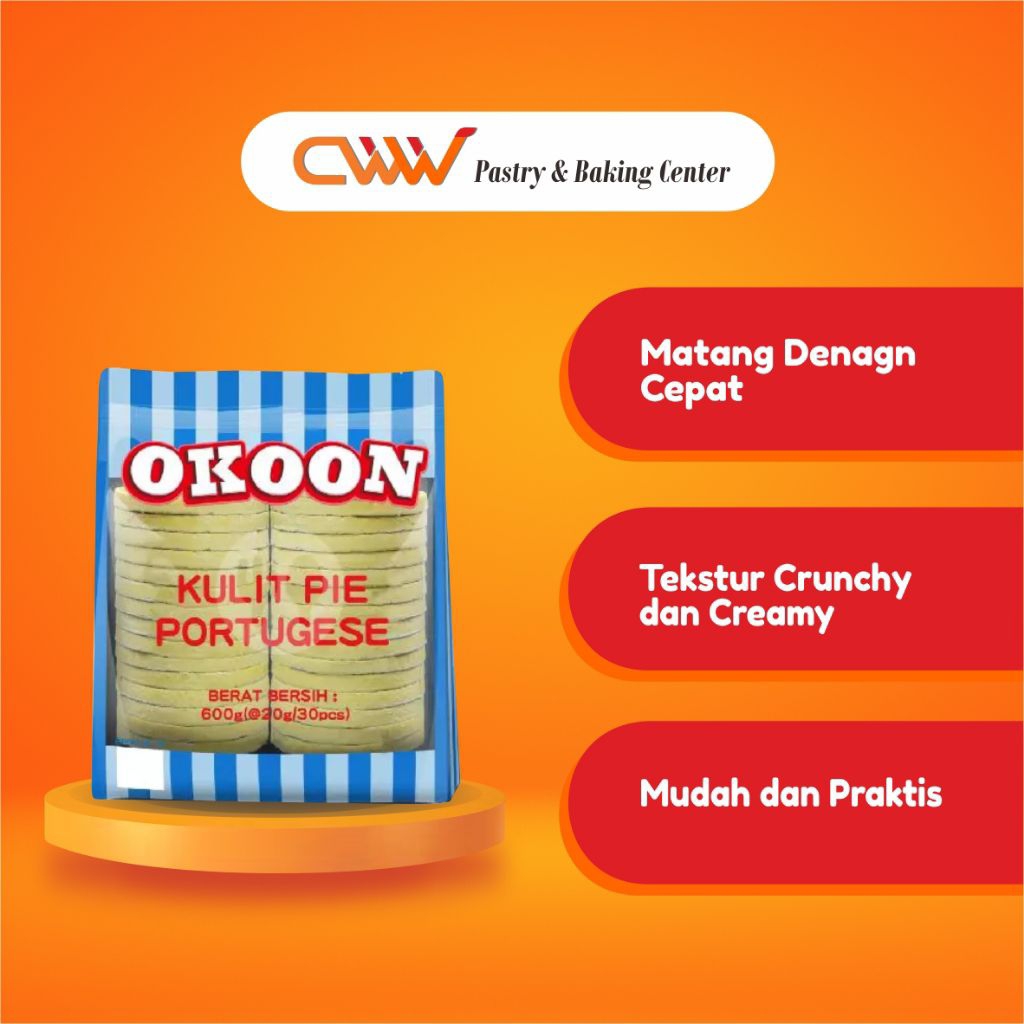 OKOON Frozen Food Kulit Pie Bulat Egg Tart & Custard Filling Susu Buah Portuguese Quiche Puff Pastry