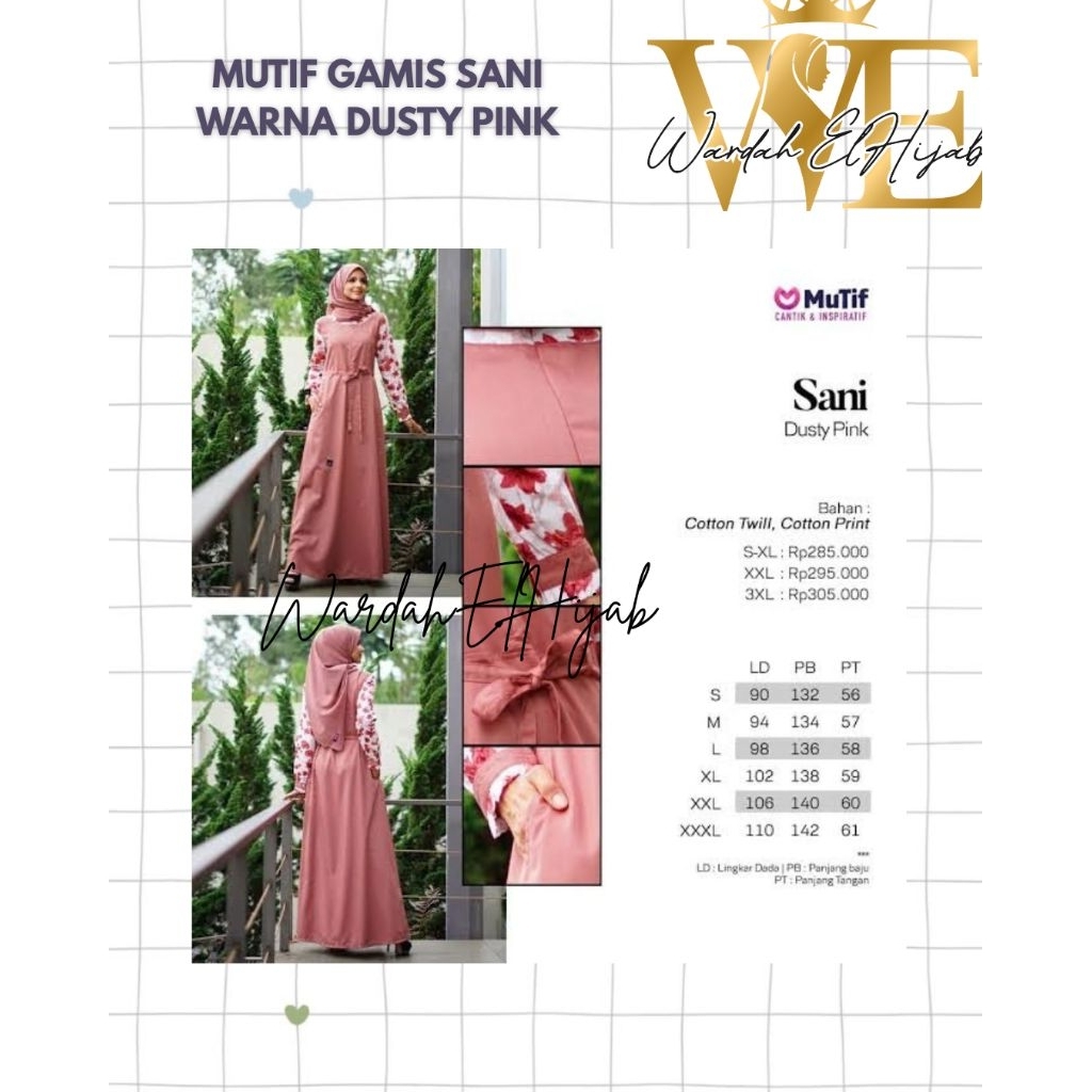 MUTIF GAMIS SANI WARNA DUSTY PINK