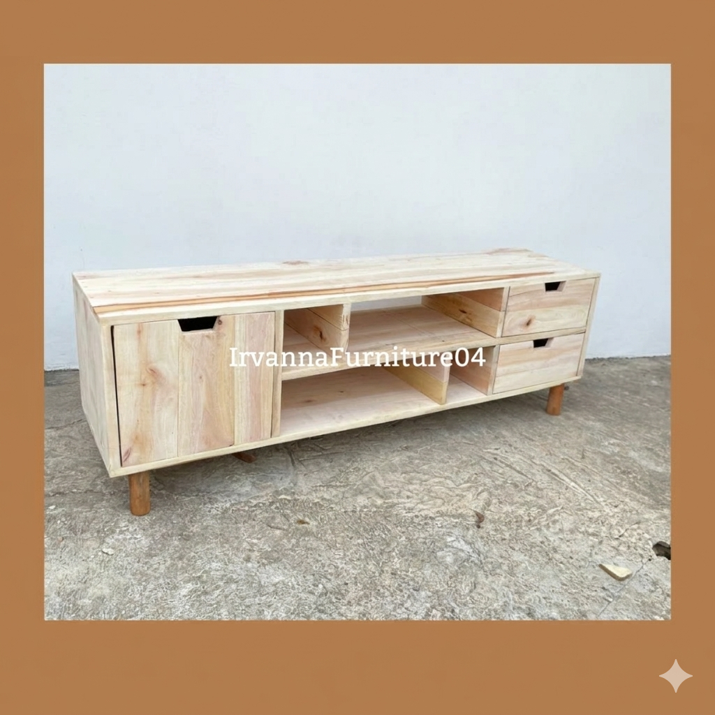 Ready stock meja tv minimalis kayu mahoni
