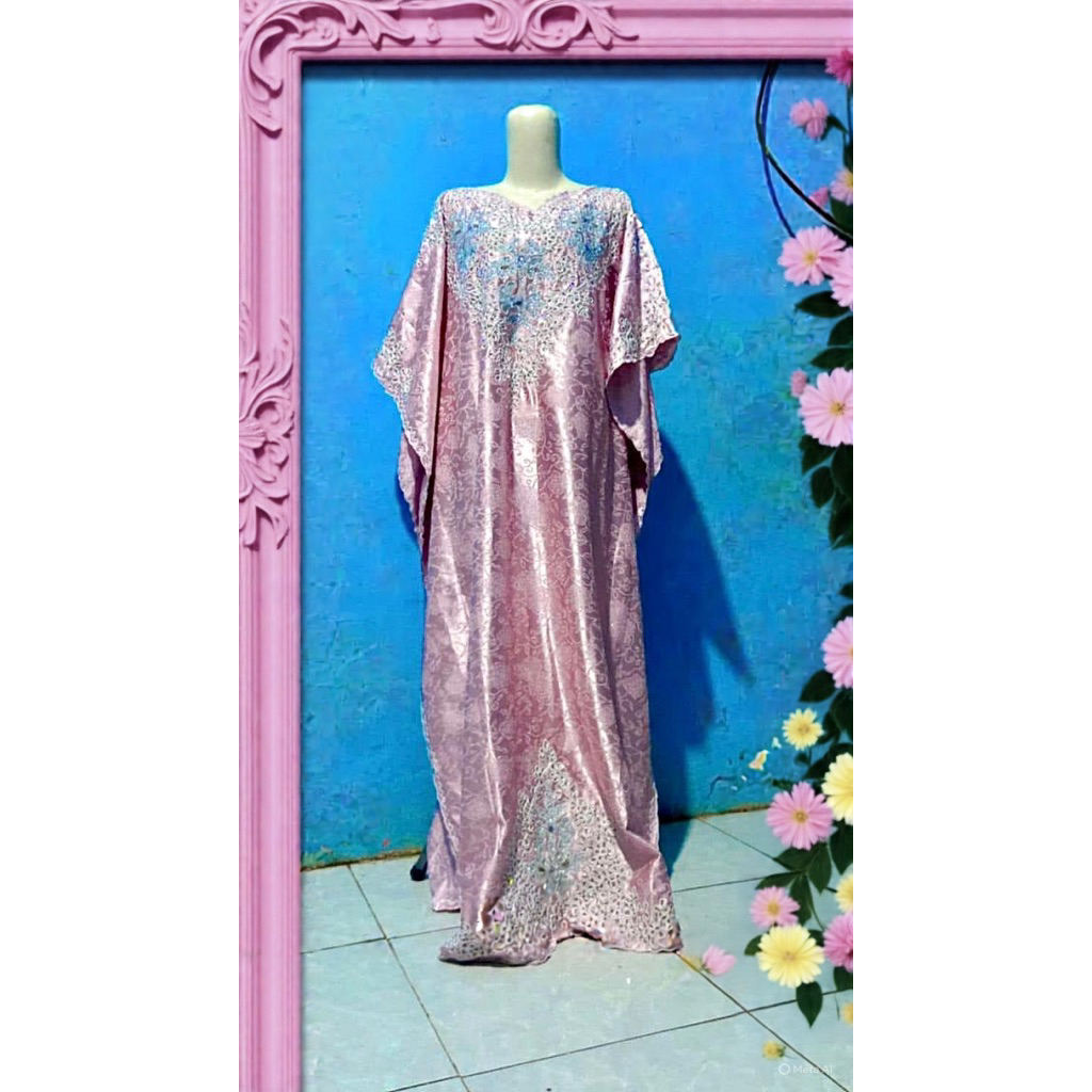 Kaftan Mewah Asli Butik Berbahan Kain Sutra Premium Original Kaftan Lebaran Asli butik-PL