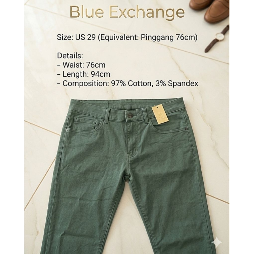 Celana Katun Blue Exchange Green