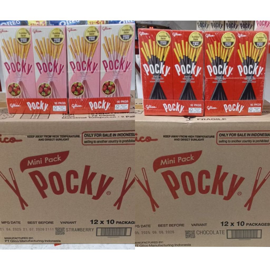 Glico Pocky mini 1 Dus / isi 120 pcs stik cokelat chocolate strawberry 21gr
