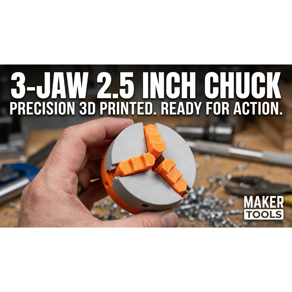 Chuck Tiga Rahang 2,5 inci, Chuk bubut mini