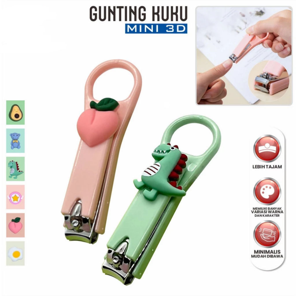 Gunting Kuku Mini Karakter 3D Jepit Kuku Aesthetic Nail Clipper Pemotong Kuku HM1032 - Grosir JKT