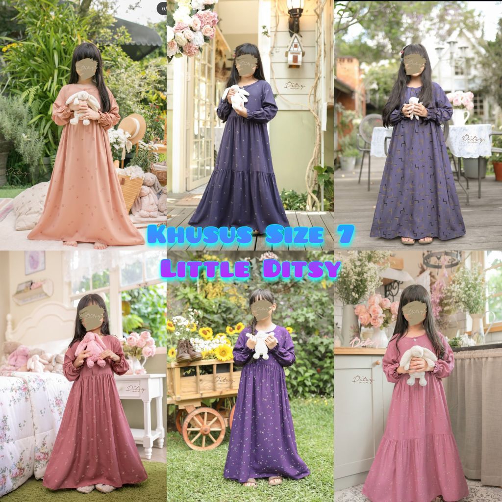 Gamis Ditsy / Little Ditsy size 7 Maret 2026 Little Ditsy Selie Rosewood Draessa Latte  Nimi Black L