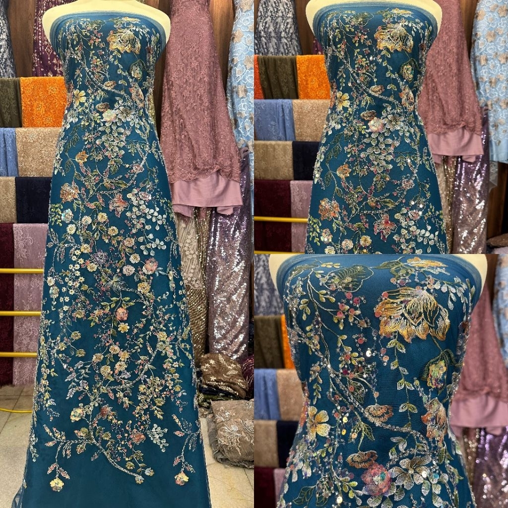 kain tille aurora valentino bunga garden payet accessories bunga timbul multitone quality premium/ka