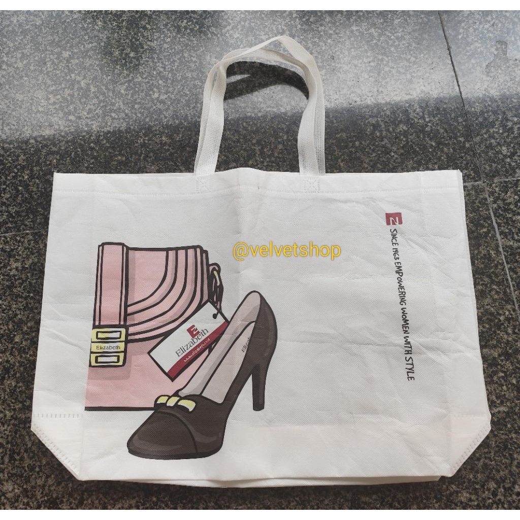 Tote bag shopping shoes bag tas belanja sepatu Spunbond tebal original tanpa serutan ELIZABETH