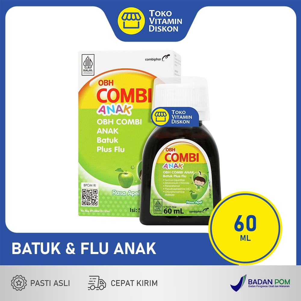 OBH COMBI ANAK BATUK FLU 60 ML | OBAT BATUK DAN FLU ANAK, GEJALA FLU, DEMAM, SAKIT KEPALA, BATUK BER