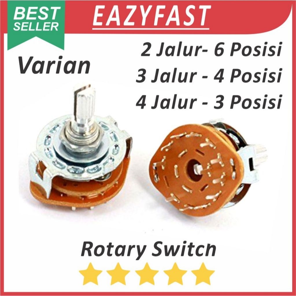 Potensio Saklar Putar Rotary Switch Select Selector 2x6 3x4 4x3 2 3 4 Pole Jalur 6 4 3 Posisi Way Kn