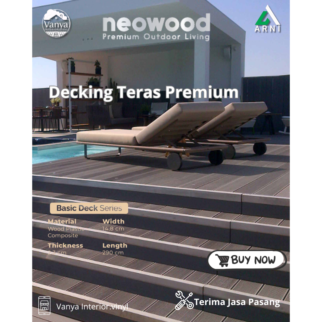 WPC Decking Basic Deck – Lantai Outdoor Tahan Air & Cuaca