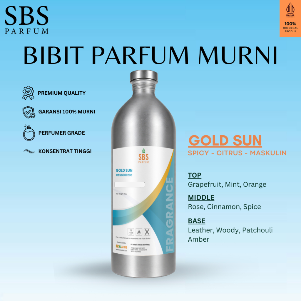 SBS Bibit Parfum Murni - 500ml 1000ml - [Gold Sun] Tahan Lama Aroma Warm Spicy Mewah Import Tanpa Ca